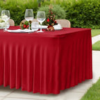 2 Pack Red Tablecloths Spandex Table Covers 6ft for Christmas Decor in 30x72 Inch| 2 Pack in Red, alternate view 6
