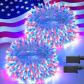 2 Pack Red White and Blue Lights, 4th of July Lights Outdoor