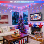 2 Pack Red White and Blue Lights, 4th of July Lights Outdoor, alternate view 4
