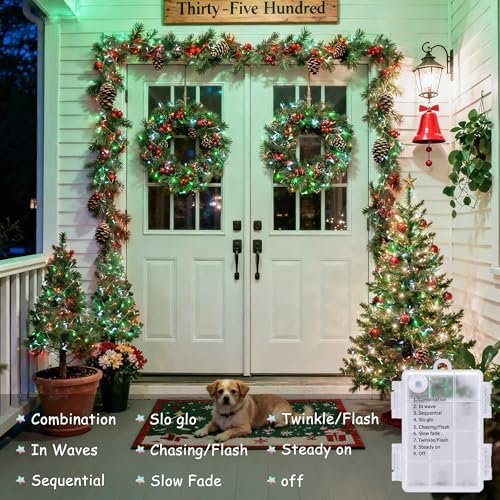 2 Pack Red White and Green Christmas Lights Battery Operated, alternate view 5