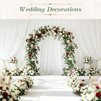 2 Pack Red White Rose Garland, 11.2 Ft Artificial Flower Vines for Decor in Mix Red, alternate view 5