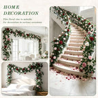 2 Pack Red White Rose Garland, 11.2 Ft Artificial Flower Vines for Decor in Mix Red, alternate view 6