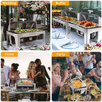 2 Pack Roll Top Chafing Dish Buffet Set, 9 Quart Rectangular Stainless Steel Chafer for Catering, Buffet Servers, alternate