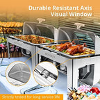 2 Pack Roll Top Chafing Dish Buffet Set, 9 Quart Rectangular Stainless Steel Chafer for Catering, Buffet Servers, alternate