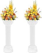 2-Pack Roman Column Wedding Pillars, White Pedestal Stands for Ceremony