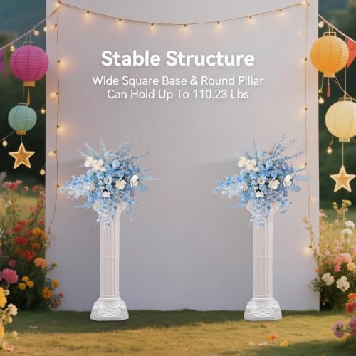2-Pack Roman Column Wedding Pillars, White Pedestal Stands for Ceremony, alternate view 3