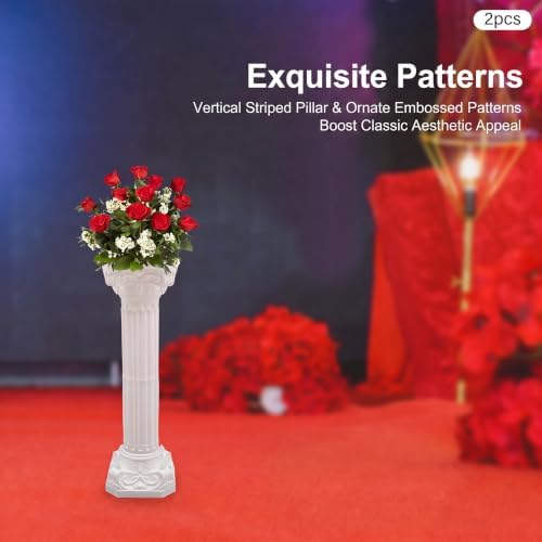 2-Pack Roman Column Wedding Pillars, White Pedestal Stands for Ceremony, alternate view 4