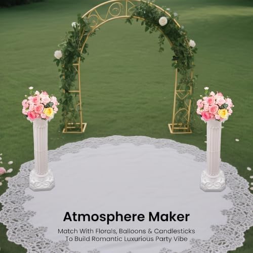 2-Pack Roman Column Wedding Pillars, White Pedestal Stands for Ceremony, alternate view 6