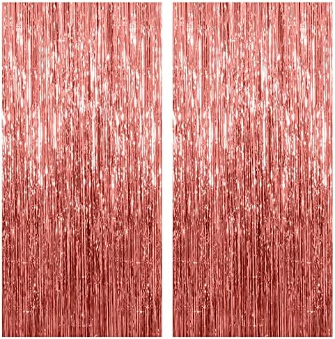 2 Pack Rose Gold Backdrop Birthday Decorations Foil Curtain Bachelorette Party Decor Rose Gold Decor Party