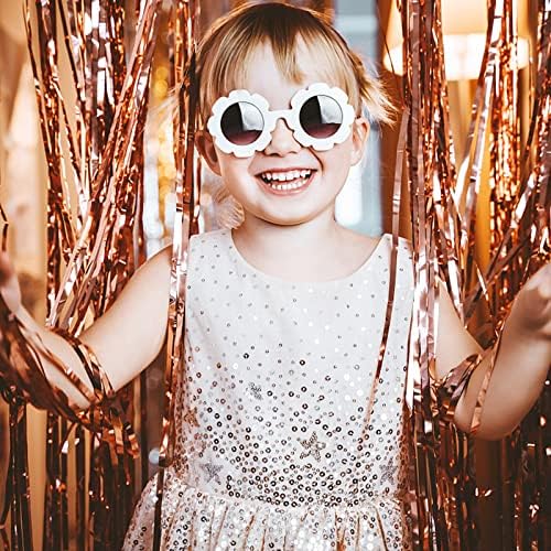 2 Pack Rose Gold Backdrop Birthday Decorations Foil Curtain Bachelorette Party Decor Rose Gold Decor Party, alternate view 3