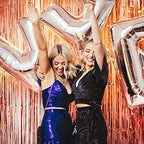 2 Pack Rose Gold Backdrop Birthday Decorations Foil Curtain Bachelorette Party Decor Rose Gold Decor Party, alternate view 5