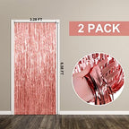2 Pack Rose Gold Backdrop Birthday Decorations Foil Curtain Bachelorette Party Decor Rose Gold Decor Party, alternate view 7