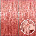 2 Pack Rose Gold Fringe Curtain Backdrop Birthday Bachelorette Party Decorations Metallic Tinsel Streamers Foil