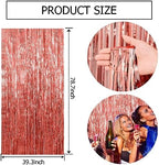 2 Pack Rose Gold Fringe Curtain Backdrop Birthday Bachelorette Party Decorations Metallic Tinsel Streamers Foil, alternate