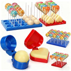 2 Pack Round and Heart Cake Pop Mold Press Set with Display Stand-capable Tray, Circle Cake Pop Cutter and