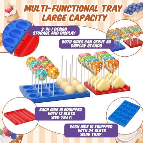 2 Pack Round and Heart Cake Pop Mold Press Set with Display Stand-capable Tray, Circle Cake Pop Cutter and, alternate view 4