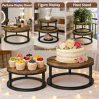2 Pack Rustic Round Cake Stand Set, 10/12 Inch Cupcake Pedestal Stands in Black, alternate view 5
