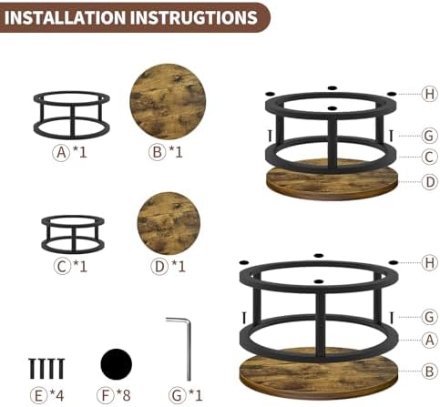 2 Pack Rustic Round Cake Stand Set, 10/12 Inch Cupcake Pedestal Stands in Black, alternate view 6