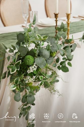 2 Pack Sage Green Floral Garland Wedding Arch Flowers, alternate view 5