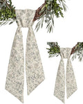 2 Pack Sage Green Floral Wreath Sashes for Front Door, Matching Chinoiserie Scroll Ribbon Pair, 55 Inch Cream