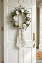 2 Pack Sage Green Floral Wreath Sashes for Front Door, Matching Chinoiserie Scroll Ribbon Pair, 55 Inch Cream, alternate view