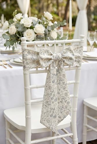 2 Pack Sage Green Floral Wreath Sashes for Front Door, Matching Chinoiserie Scroll Ribbon Pair, 55 Inch Cream, alternate view