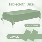 2 Pack Sage Green Tablecloths,54"x108" Plastic Table Cloth Disposable for Rectangle Tables, Sage Green Table, alternate view