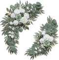 2-Pack Sage Green & White Wedding Flower Swag Set, Large: 35.43"L x 14.56"W, Small: 24.80"L x 12.99"W