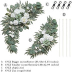 2-Pack Sage Green & White Wedding Flower Swag Set, Large: 35.43"L x 14.56"W, Small: 24.80"L x 12.99"W, alternate view 3