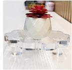 2 Pack Scalloped Acrylic Risers for Diaplay, Thick Clear Pedestal Stands Candle Tray Riser, Double as Tabletop, alternate