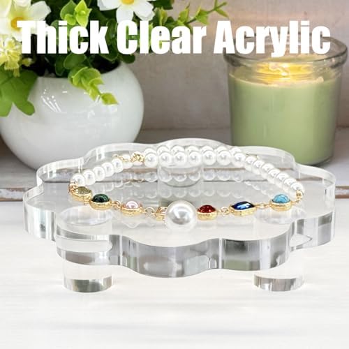 2 Pack Scalloped Acrylic Risers for Diaplay, Thick Clear Pedestal Stands Candle Tray Riser, Double as Tabletop, alternate