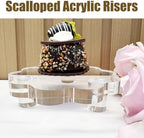2 Pack Scalloped Acrylic Risers for Diaplay, Thick Clear Pedestal Stands Candle Tray Riser, Double as Tabletop, alternate
