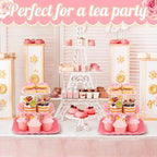 2 Pack Scalloped Cupcake Stand Dessert Plates Plastic Square Tiered Serving Stand Display Tower for Wedding, alternate view 2