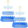 2 Pack Scalloped Cupcake Stand Dessert Plates Plastic Square Tiered Serving Stand Display Tower for Wedding
