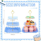 2 Pack Scalloped Cupcake Stand Dessert Plates Plastic Square Tiered Serving Stand Display Tower for Wedding, alternate view 3