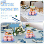 2 Pack Scalloped Cupcake Stand Dessert Plates Plastic Square Tiered Serving Stand Display Tower for Wedding, alternate view 5