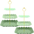 2 Pack Scalloped Cupcake Stand Dessert Plates Plastic Square Tiered Serving Stand Display Tower for Wedding