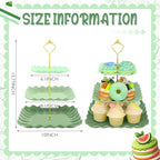 2 Pack Scalloped Cupcake Stand Dessert Plates Plastic Square Tiered Serving Stand Display Tower for Wedding, alternate view 3