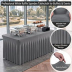 2 Pack Silver Spandex Table Covers 6 Foot Fitted Stretchy in Silver, alternate view 4
