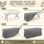 2 Pack Silver Spandex Table Covers 6 Foot Fitted Stretchy in Silver, alternate view 7