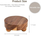 2 Pack Small Acacia Wood Riser for Decor, 4-Inch Pedestal Stands in Acacia, alternate view 2