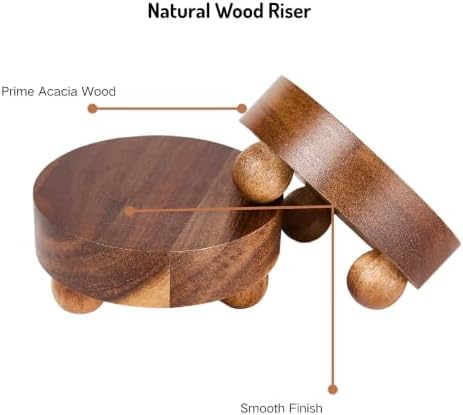 2 Pack Small Acacia Wood Riser for Decor, 4-Inch Pedestal Stands in Acacia, alternate view 4