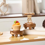 2 Pack Small Acacia Wood Riser for Decor, 4-Inch Pedestal Stands in Acacia, alternate view 5
