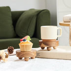 2 Pack Small Acacia Wood Riser for Decor, 4-Inch Pedestal Stands in Acacia, alternate view 7