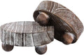 2 Pack Small Brown Wood Riser for Decor, 4-Inch Pedestal Stands in Brown