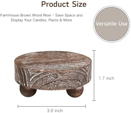 2 Pack Small Brown Wood Riser for Decor, 4-Inch Pedestal Stands in Brown, alternate view 2