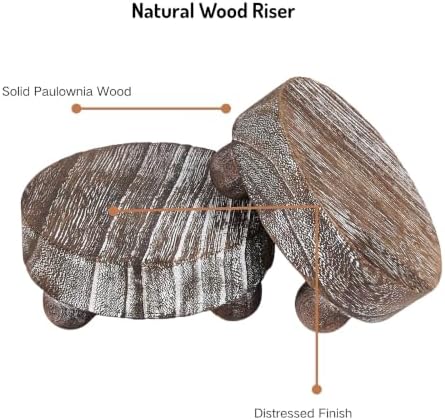 2 Pack Small Brown Wood Riser for Decor, 4-Inch Pedestal Stands in Brown, alternate view 4