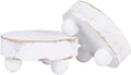 2 Pack Small White Wood Riser for Decor, 4-Inch Pedestal Stands in White
