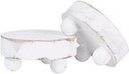 2 Pack Small White Wood Riser for Decor, 4-Inch Pedestal Stands in White