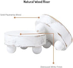 2 Pack Small White Wood Riser for Decor, 4-Inch Pedestal Stands in White, alternate view 4